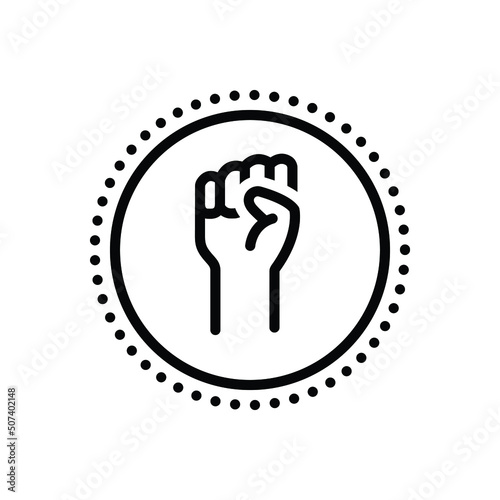 Black line icon for fist handful