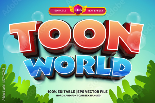 toon world cartoon adventure Bold 3D Editable text Effect Style
