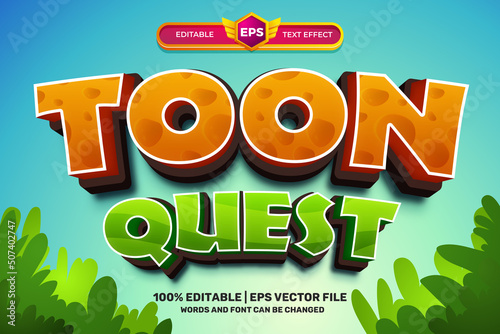 toon quest cartoon adventure Bold 3D Editable text Effect Style