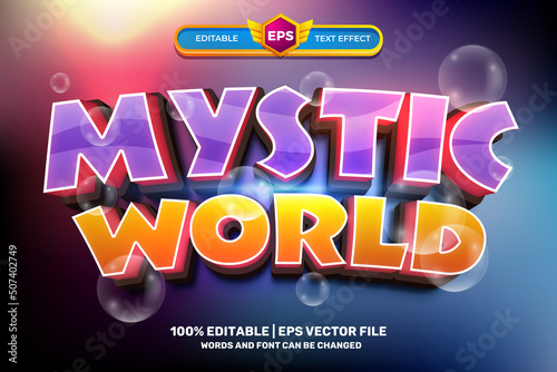 mystic world cartoon glow Bold 3D Editable text Effect Style