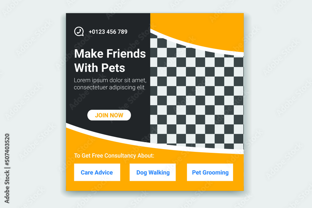 Pet Social Media post, pet web banner design template Pet Social Media post, pet web banner design template
