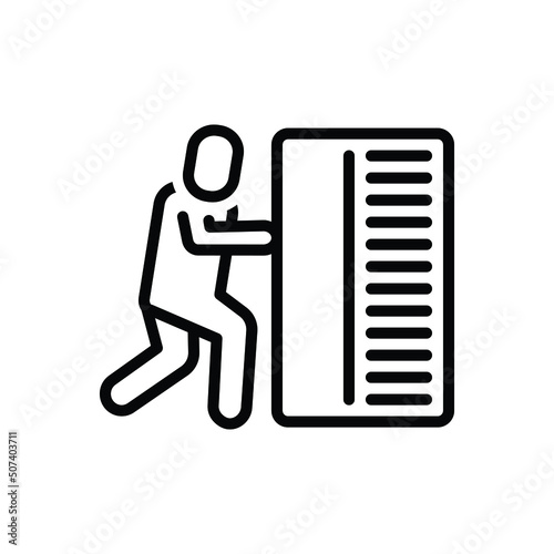 Black line icon for pushing