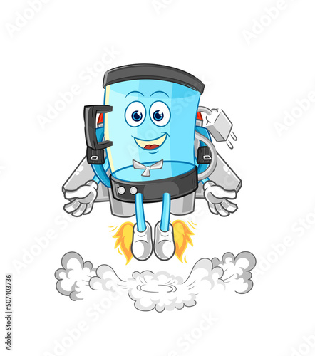 blender with jetpack mascot. cartoon vector