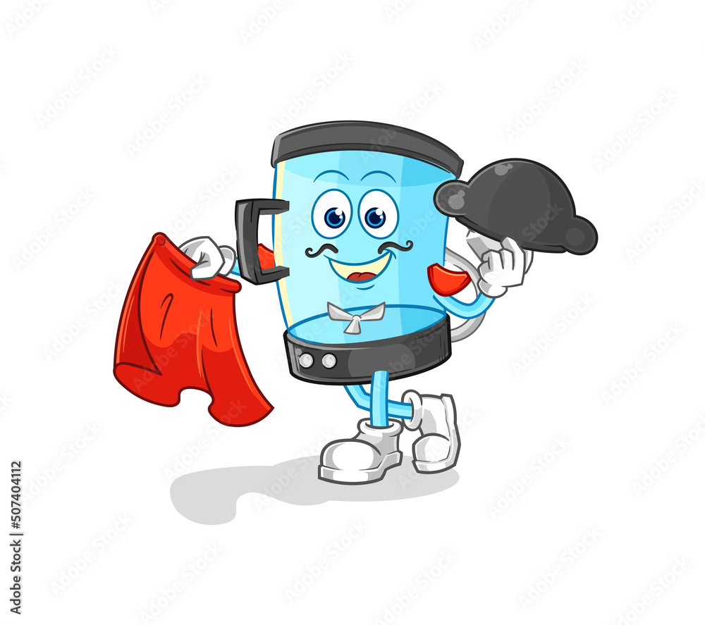 Obraz premium blender matador with red cloth illustration. character vector