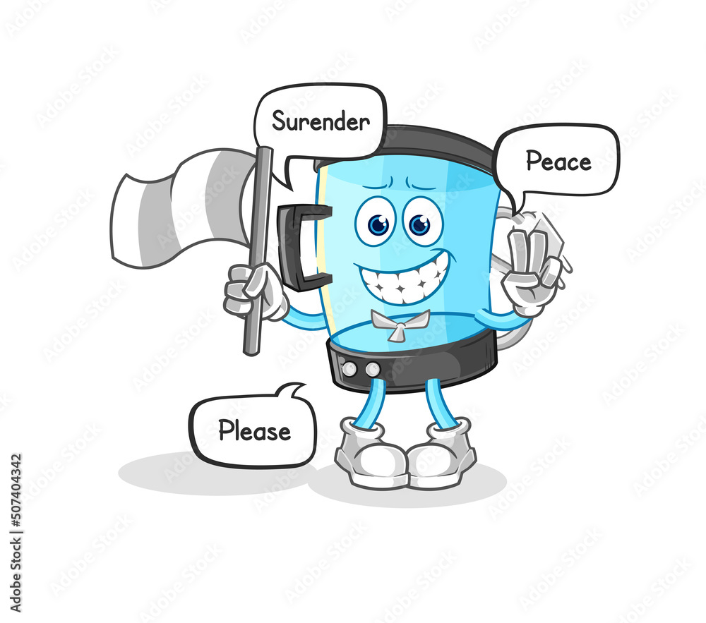 blender hold surrender flag mascot. cartoon vector blender hold surrender flag mascot. cartoon vector