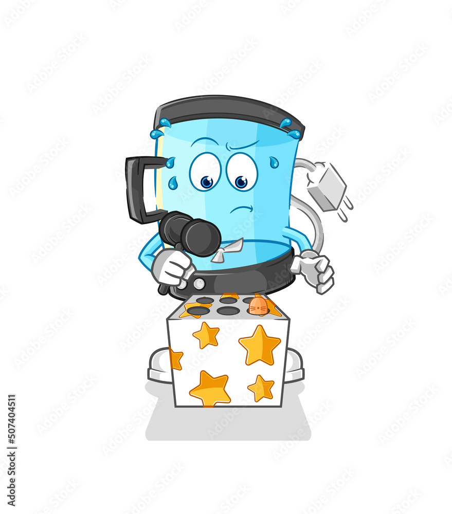 Obraz premium blender play whack a mole mascot. cartoon vector