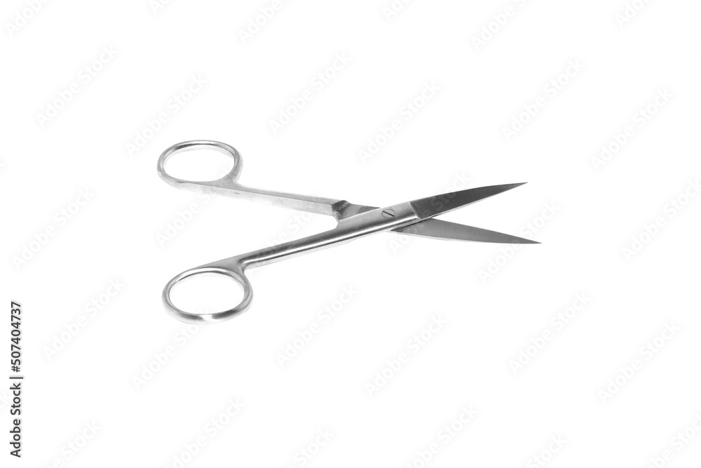 Surgical Scissors deep etched on white background Surgical Scissors deep etched on white background