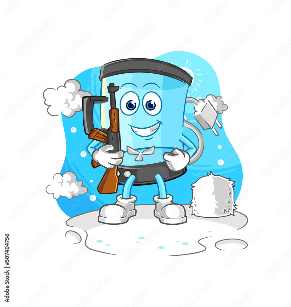 blender soldier in winter. character mascot vector