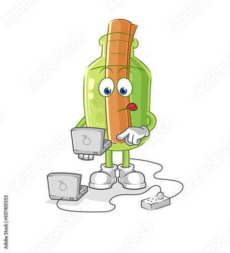 message in a bottle judge holds gavel. character vector