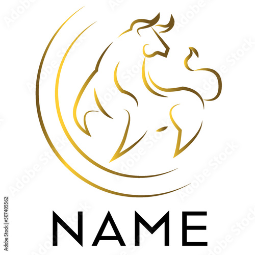 Elegant Bull business company logo, industrial company, financial logo, e- comerce, animal, bull logo, vector logo, aggressive bull, elegant logo, bull company logo, golden bull logo, golden logo, fin