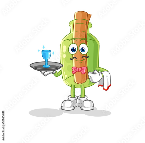 message in a bottle matador with red cloth illustration. character vector