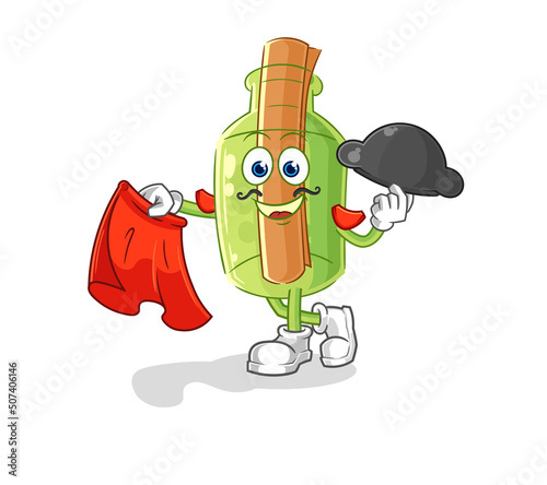 message in a bottle knights attack with sword. cartoon mascot vector