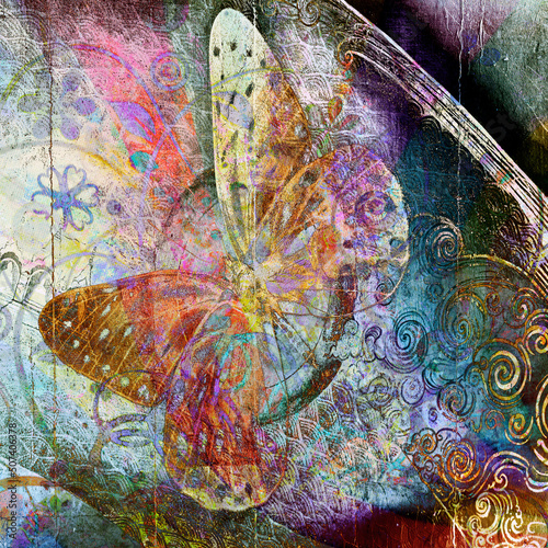 psychedelic Butterfly  texture Background