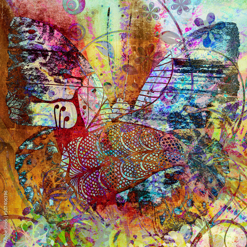 psychedelic Butterfly  texture Background