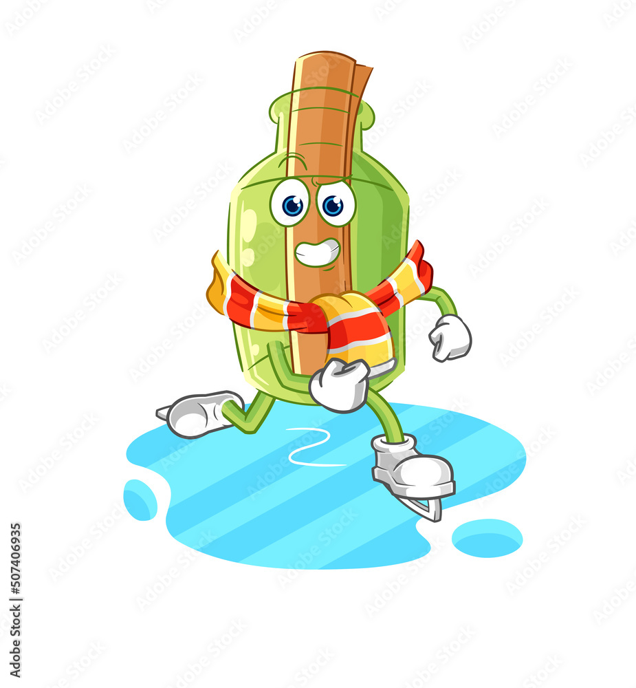 message in a bottle eat noodle cartoon. character mascot vector