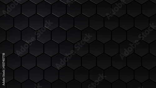 黒いの六角形のパターンの壁。マットな質感。