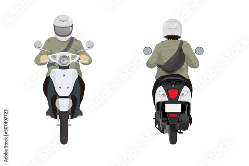 スクーターに乗る人　前後セット