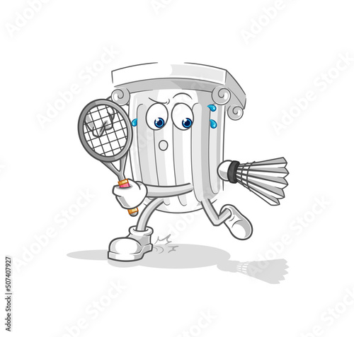 roman pillar playing badminton illustration. character vector © dataimasu