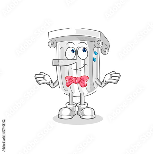 roman pillar lie like Pinocchio character. cartoon mascot vector