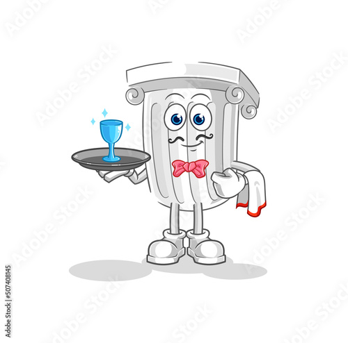 roman pillar waiter cartoon. cartoon mascot vector