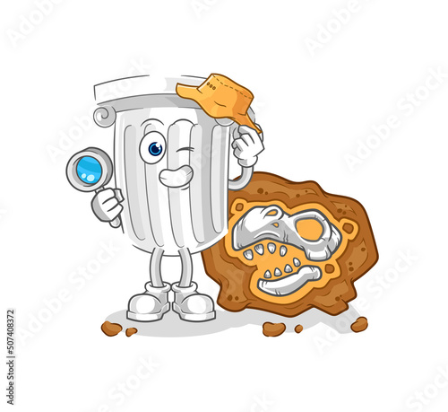 roman pillar archaeologists with fossils mascot. cartoon vector