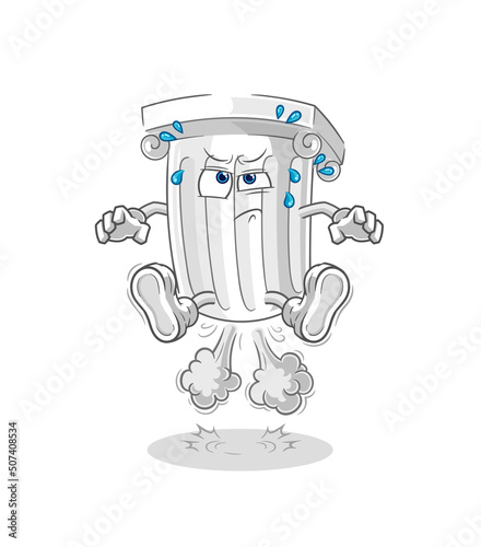 roman pillar fart jumping illustration. character vector