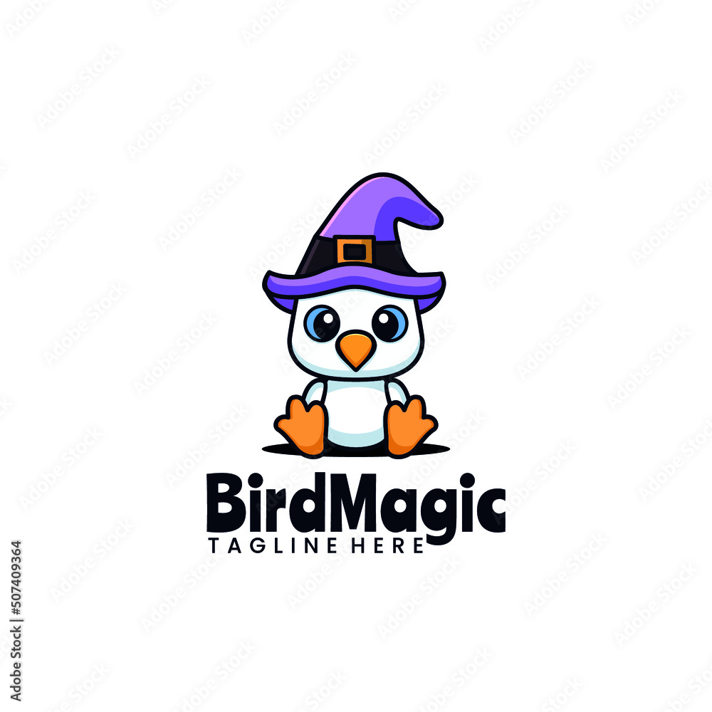 Vector Logo Illustration Bird Magic Mascot Cartoon Style. Vector Logo Illustration Bird Magic Mascot Cartoon Style.