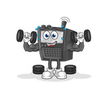 walkie talkie weight training illustration. character vector