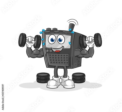 walkie talkie weight training illustration. character vector