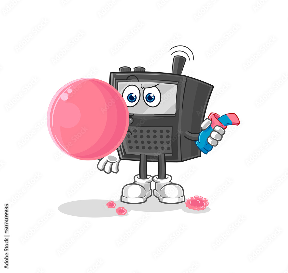 Fototapeta premium walkie talkie chewing gum vector. cartoon character