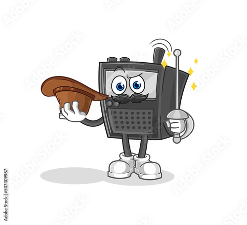 walkie talkie fencer character. cartoon mascot vector