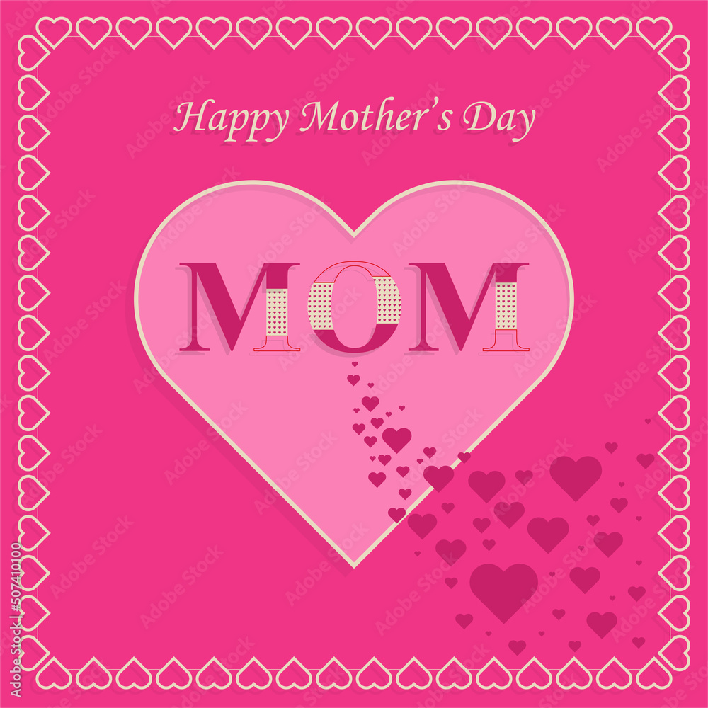 Mother day with hearts design on color background for happy mom day