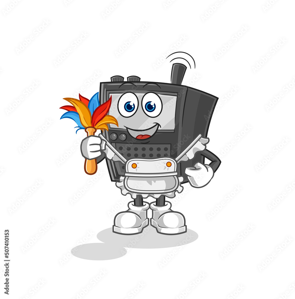 walkie talkie maid mascot. cartoon vector walkie talkie maid mascot. cartoon vector