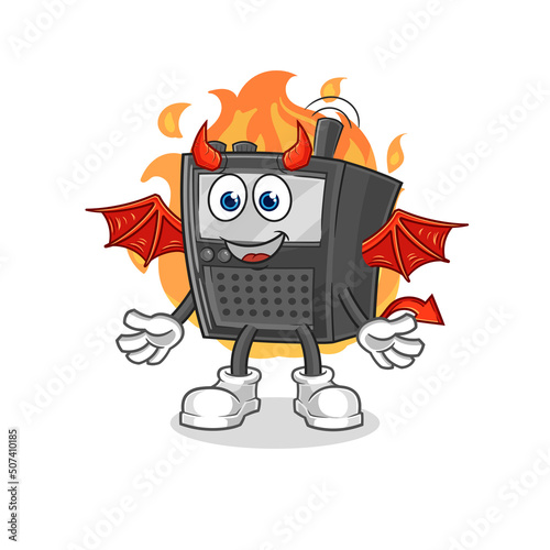 walkie talkie demon with wings character. cartoon mascot vector