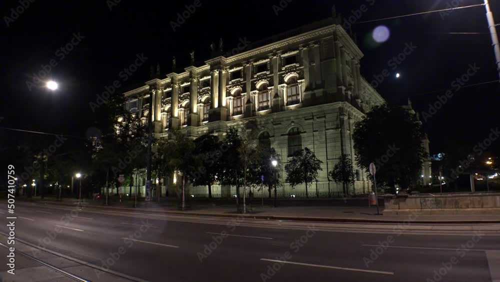 Beautiful facade of an old house. Night. Vienna, Austria. 4K. Beautiful facade of an old house. Night. Vienna, Austria. 4K.