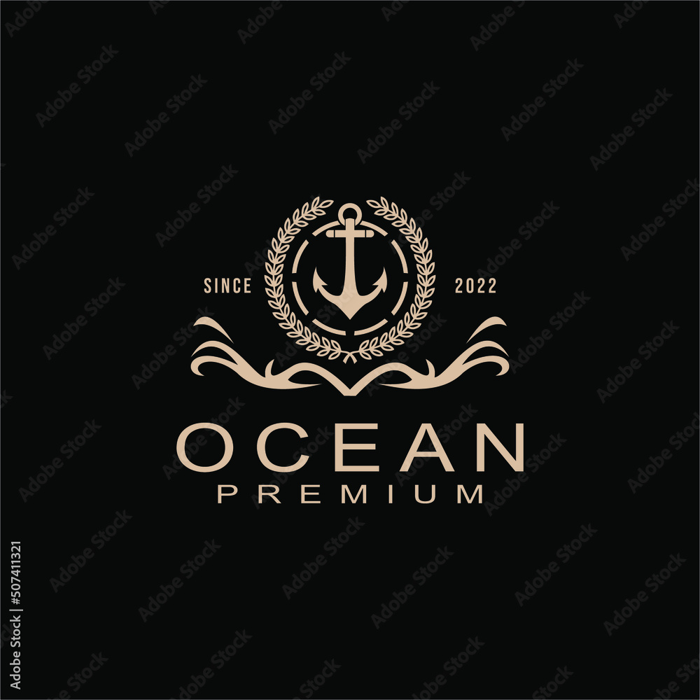 Anchor and ocean waves logo design
Anchor and ocean waves logo design