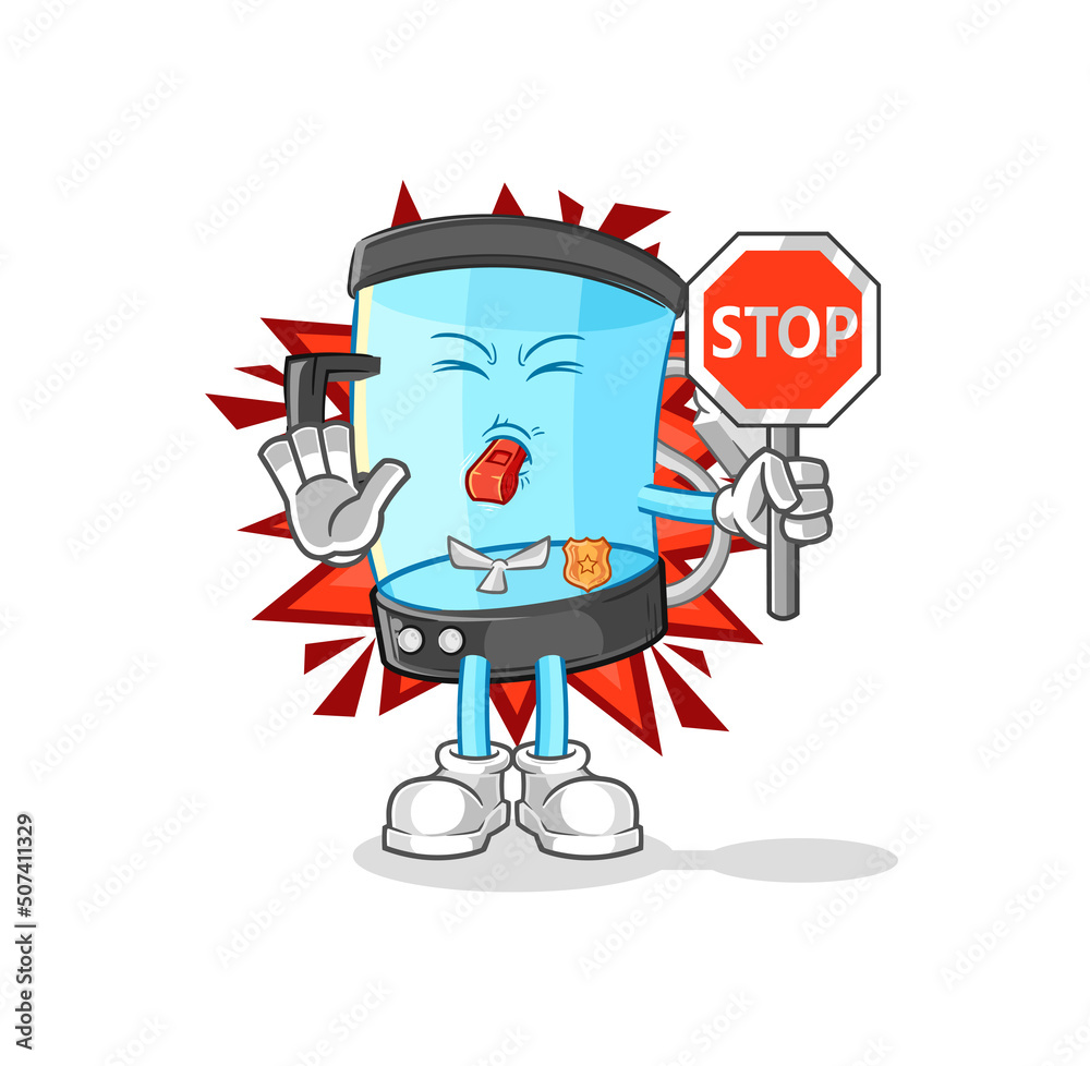 blender holding stop sign. cartoon mascot vector blender holding stop sign. cartoon mascot vector