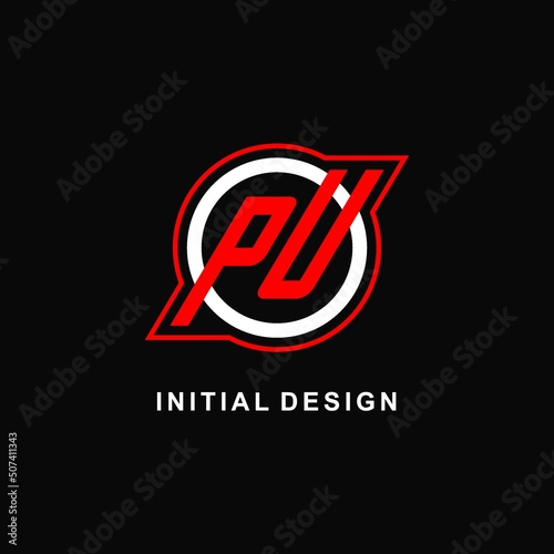 Monogram PU logo circle line, simple and clean esport logo design