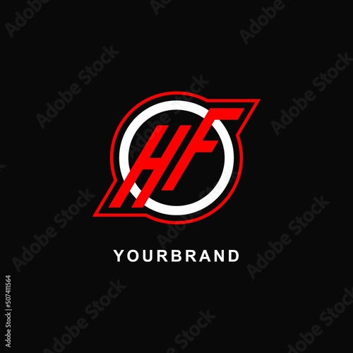 Monogram HF logo circle line, simple and clean esport logo design