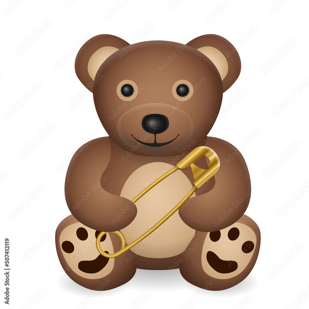 Fototapeta premium Teddy bear with safety pin