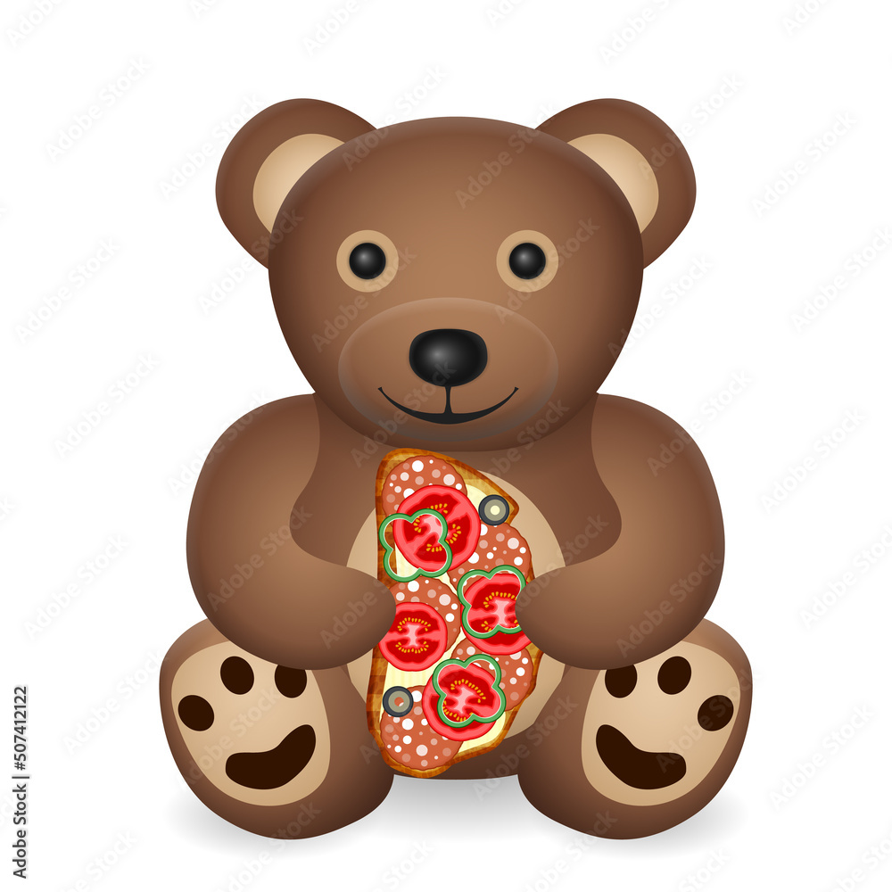 Obraz premium Teddy bear with sandwich