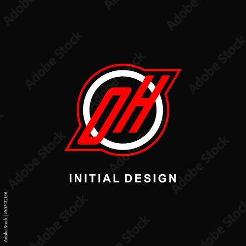 Monogram OH logo circle line, simple and clean esport logo design