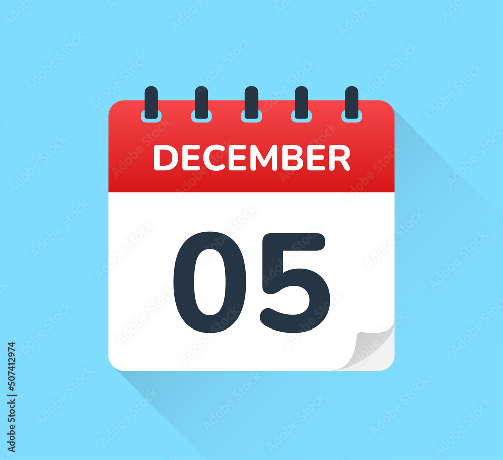 December 5 on calendar icon vector illustration December 5 on calendar icon vector illustration