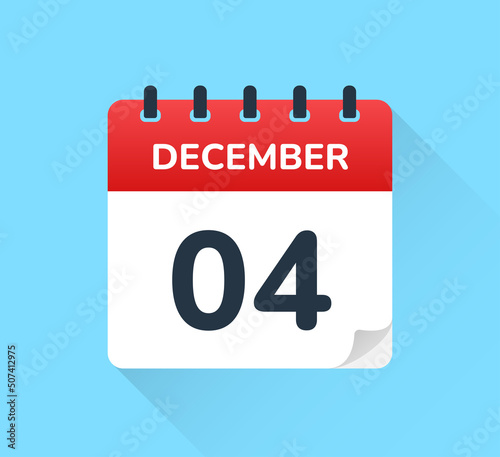 December 04 vector calendar icon illustration