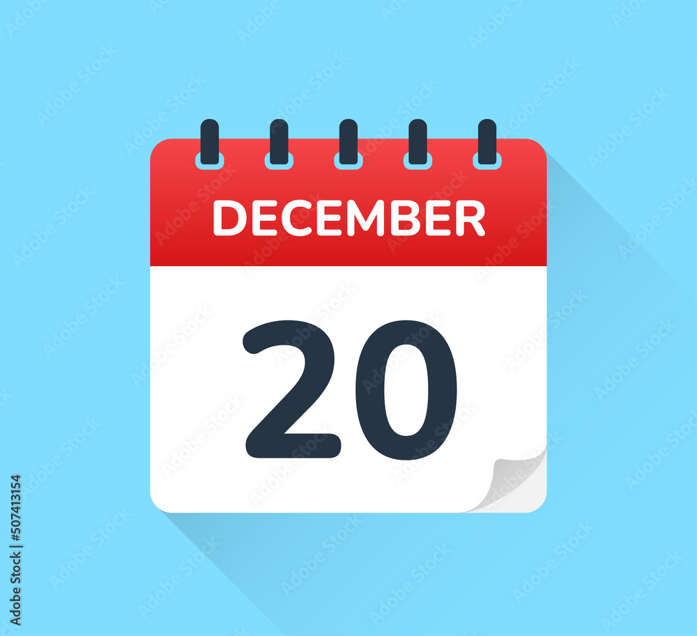 December 20 on calendar icon vector illustration December 20 on calendar icon vector illustration