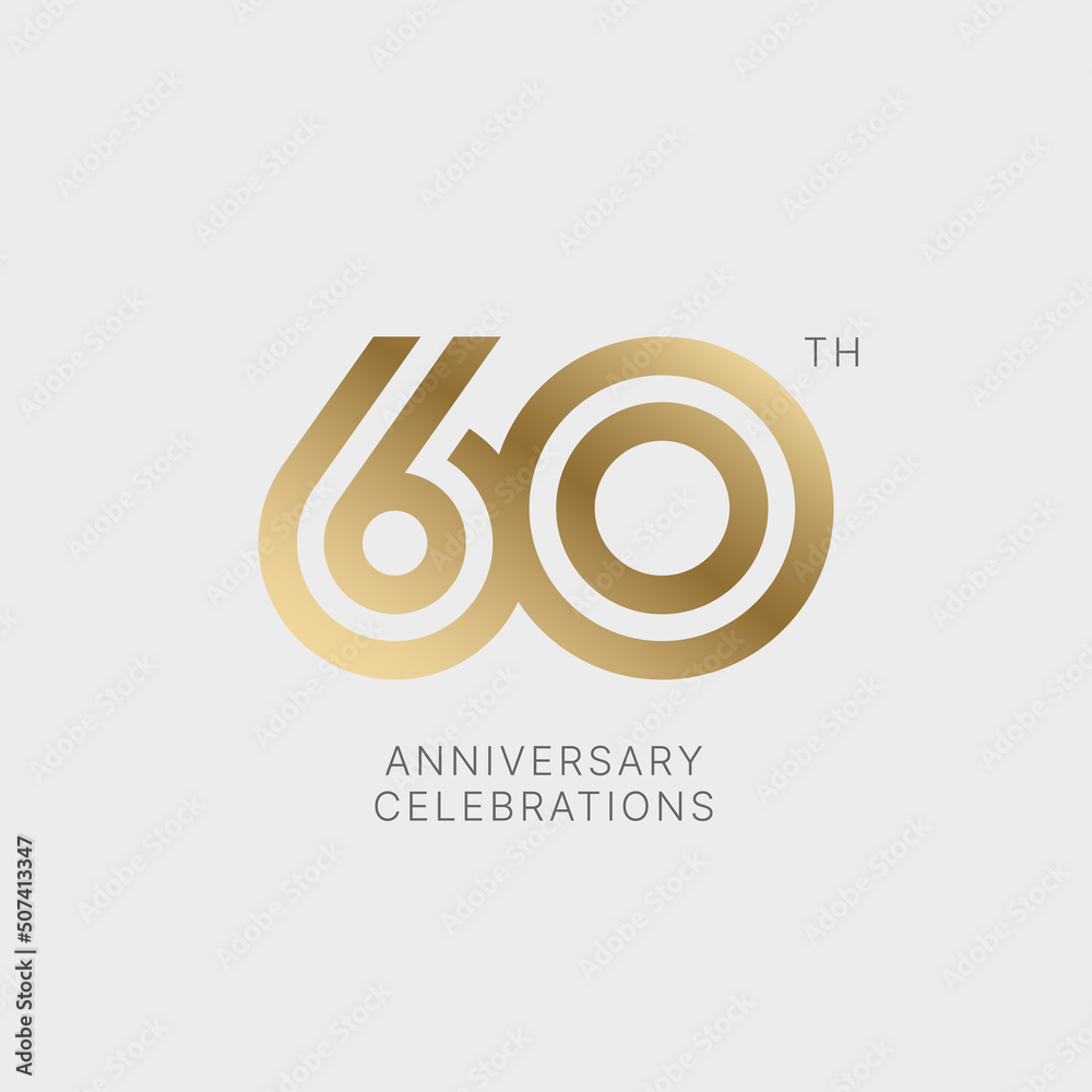 60 years anniversary logo design on white background for celebration event. Emblem of the 60th anniversary. - obrazy, fototapety, plakaty 