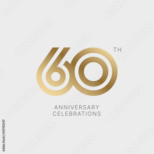 60 years anniversary logo design on white background for celebration event. Emblem of the 60th anniversary.