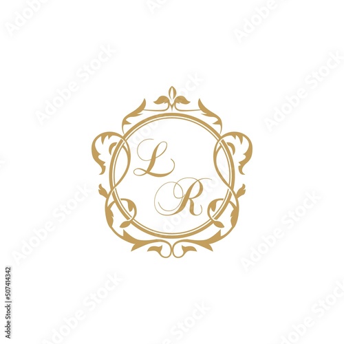 LR initial wedding invitation elegant vector graphic template