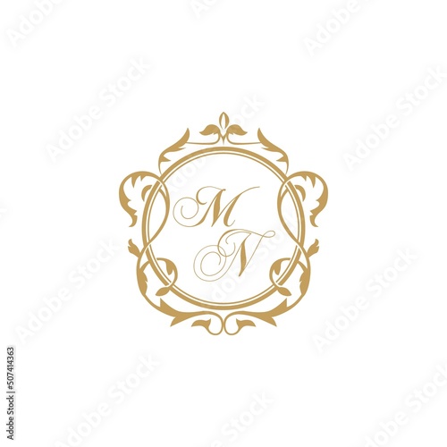 MN initial wedding invitation elegant vector graphic template