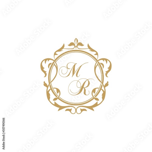 MR initial wedding invitation elegant vector graphic template